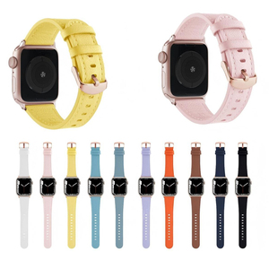 Correa de reloj Win-Win de cuero genuino para <span class=keywords><strong>Apple</strong></span> <span class=keywords><strong>Watch</strong></span>, correa de piel de vaca con textura de lichi, suave y transpirable - Product Image 2