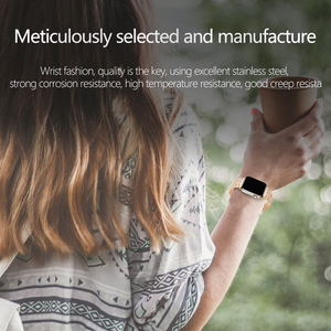 สายนาฬิกาสแตนเลสสตีลสุดหรูสำหรับ <span class=keywords><strong>Apple</strong></span> <span class=keywords><strong>Watch</strong></span> 3/4/5/6/SE <span class=keywords><strong>รุ่น</strong></span><span class=keywords><strong>ล่าสุด</strong></span>ประดับเพชรสีดำ - Product Image 5