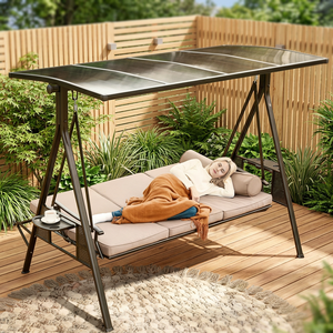 Hanging Egg Chair <b>Swing</b> with Steel Stand Set-Modern All Weather Wicker Rattan <b>Swing</b>-Large Basket Design Outdoor Furniture - Product Image 2
