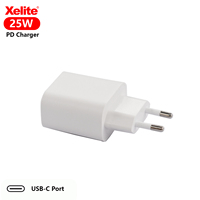 Chargeur USB-C à port unique certifié CE QC3.0 EU 25W à charge rapide avec protection OVP OTP pour Samsung et iPhone
