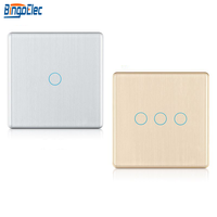 Interrupteur Zigbee avec panneau en verre brossé 86x86mm, interrupteur mural 1/2/3 voies pour la maison, l'hôtel, le bureau