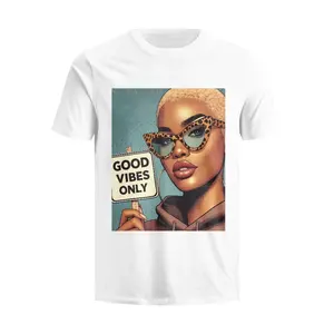 Pure Cotton White T-shirt HD Front Panel Customization Black Girl Printed Women's Men's Soft Cotton Stay Tucked Crew T-Shirt