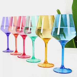 Topnovo Verres à vin en <span class=keywords><strong>plastique</strong></span> incassables de 16 oz avec tige Pinic et cadeau <span class=keywords><strong>Verre</strong></span> à vin réutilisable sans BPA pour la fête - Product Image 1