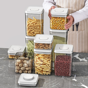 Control de botón emergente Hermético Apilable <span class=keywords><strong>Cereal</strong></span> seco Contenedor de almacenamiento de alimentos Caja Snack Café Azúcar Cocina Despensa Organización - Product Image 5