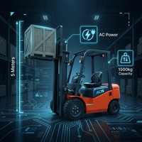 Chariot élévateur électrique WGZN monobloc en fonte de 1,5 tonne, alimenté par batterie au lithium, à longue durée de vie, pour la logistique et le stockage