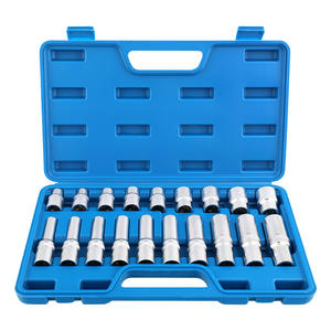 Jeu de douilles Xi Meng 1/2 pouce, acier au chrome-vanadium, finition chromée polie, douille hexagonale de type E, 38 mm, longueur complète - Product Image 1