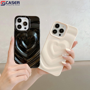 Rides Creative 3D Wave <span class=keywords><strong>Relief</strong></span> Heart Texture Soft Antidérapant Coques de Téléphone Portable pour iphone 17Air 17 16Promax 16plus 15 14 13 12 - Product Image 3