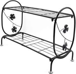 Porte-chaussures en métal à 2 niveaux en fer antirouille pour entrée, salon, bureau, entrepôt de chaussures à revêtement poudré. - Product Image 5