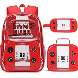 Clear Transparent <b>Backpack</b> Set <b>Waterproof</b> PVC <b>School</b> <b>Backpack</b> with Lunch Bag and Pencil Case Travel Book Bag Custom - Product Image 1