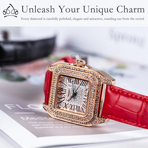 Nuevo Reloj de Cuarzo para Mujer 1001, con Diamantes, Diseño Simple y Elegante, Correa de Cuero, Resistente al Agua - Product Image 4