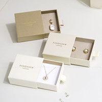 PandaSew Boîte Tiroir d'Emballage Cadeau de Bijoux de Luxe avec Logo Personnalisé pour Colliers et Bagues