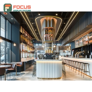 Minimal Cafe Service Counter Matte Black Finish Syrup Bottle Display Area Storefront Service Counter - Product Image 6