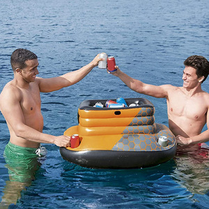 <b>Inflatable</b> Water Cup Holder <b>Floating</b> Cooler With Drink Holes For Pool Lake Beach Use 180x80 Cm Unisex - Product Image 1