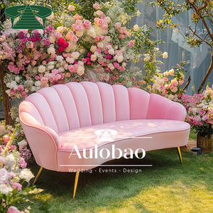 เฟอร์นิเจอร์เลานจ์ โซฟาเลิฟซีทกำมะหยี่สีชมพู สำหรับตกแต่งงานแต่งงาน - Product Image 2