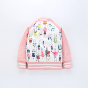เสื้อแจ็คเก็ตเบสบอลสีชมพูสำหรับเด็กผู้หญิงขายส่งจำนวนมากสำหรับฤดูใบไม้ผลิ - Product Image 4