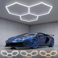 Plafonnier LED Nid d'Abeille Hexagonal pour Garage, Température de Couleur Sélectionnable 3CCT, Modulaire Extensible DIY pour Garage, Salle de Sport, Bureau