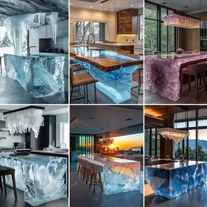 09 mesa de comedor de lujo de resina transparente de estilo nórdico Color personalizado para uso en el hogar, y centro comercial Bar, muebles comerciales para exteriores/interiores - Product Image 6