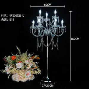 Moderno 5 copas de cristal candelabro boda centro de mesa