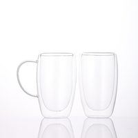 Tasses à café en verre 150ml 250ml 350ml 450ml, tasses à double paroi isolées en verre avec poignée, parfaites pour le café
