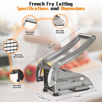 Coupe-frites manuel professionnel en acier inoxydable avec levier de pression, 2 têtes interchangeables, emballage en boîte colorée pour la vente en gros