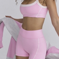 XIANGYU Grosir Set Celana Pendek Yoga Wanita Musim Panas Bahan Bernapas Seksi Warna Pink untuk Olahraga, Fitness, dan Gym
