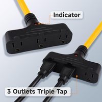 Reel kabel ekstensi 30 kaki Industrial, Reel kabel ekstensi, 16/3 Gauge SJTW, 3 outlet, 10A, pemutus sirkuit, langit-langit logam/dudukan dinding untuk garasi