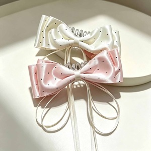 Pince à cheveux banane à pois rêveux avec ruban à nœud, accessoire capillaire féminin et polyvalent - Product Image 2