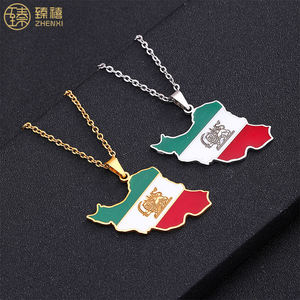 Zhenxi 2022 Hot Koop Rvs 18K Vergulde Aanslag Bestendig Olie Druipen Iran Kaart Hanger Ketting Voor Vrouwen en Mannen - Product Image 1