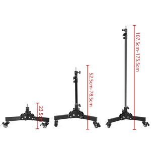 Heavy Duty Ground Light Stand 107.5cm-175.5cm With Casters For Photography Studio And Live Streaming - Product Image 1