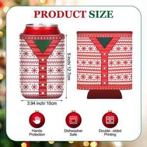 Custom Design 12oz Insulated Neoprene Christmas <b>Ugly</b> <b>Sweater</b> Beer Can Cooler - Product Image 2