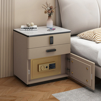 Table de chevet blanche crème sécurisée avec rangement, table de chevet design en bois, table de chevet intelligente moderne pour la maison, table de chevet multifonctionnelle