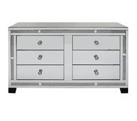 Console de rangement scintillante effet diamant broyé avec 6 tiroirs et miroir
