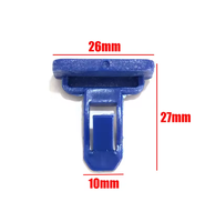 Clips de fixation en plastique bleu de type T pour garnitures automobiles, attaches de pare-chocs et ailes de voiture avec languette de verrouillage à encliquetage, longueur de base 26 mm, hauteur totale 27 mm