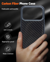 Coque de téléphone antichoc 100% fibre de carbone véritable avec motif de personnage de dessin animé pour 17/16Pro/15pro Max/15pro/15/14pro/14/14 Pro Max