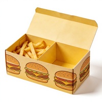 Boîte à lunch jetable biodégradable personnalisée pour restaurant, avec gaufrage, pour hamburgers et frites éco-responsables