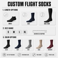 Chaussettes de compression personnalisées pour le voyage, chaussettes de vol pour longs trajets, confortables, vente en gros OEM, conception gratuite, support de marque privée