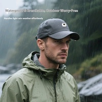 Lackpard Gorra de béisbol deportiva unisex 100% Poliéster Denim Repelente al agua Ciclismo al aire libre Night Run Hat Patrón de letras Cara pequeña