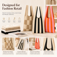 Sac fourre-tout en jacquard haute densité avec logo personnalisé, pochette de poignet tricotée robuste pour le marché européen, le voyage et la vente au détail