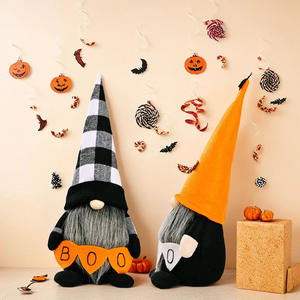Decoraciones de Peluche con Temática de Murciélagos y Cuadros Buffalo para Fiestas de Halloween y Decoración del Hogar, Divertido Dúo de Gnomos de Halloween - Product Image 2