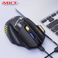 IMICE GW-X7 Double-clic gratuit 2.4G Btooth silencieux Rechargeable éblouissant lumière respiratoire souris de jeu sans fil 7 touches