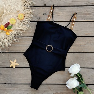 Maillot de bain une pièce Vintage, couleur unie, noir, Sexy, pour femmes, vêtements de plage, nouvelle collection, été, 2023 - Product Image 5