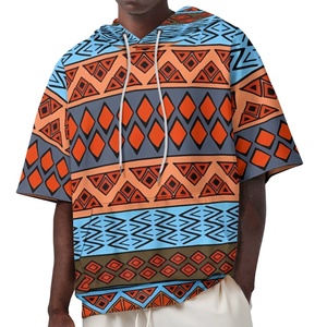 All'ingrosso africano stile tribale in poliestere da <span class=keywords><strong>uomo</strong></span> a <span class=keywords><strong>maniche</strong></span> <span class=keywords><strong>corte</strong></span> <span class=keywords><strong>felpa</strong></span> con cappuccio con Logo personalizzato di alta qualità - Product Image 3