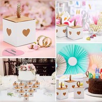 Mini boîtes cadeaux en forme de cœur blanches et brunes, petites boîtes en papier kraft pour chocolats, avec poignées en ficelle, pour pâtisserie, mariage