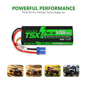 TSX Power 7.4V 80C 5200mAh 2S RC Lipo Batterij Harde Kist Met EC5 Stekker voor 1/8 1/10 RC Voertuigen RC Auto Truck Tank X-Maxx Buggy - Product Image 6