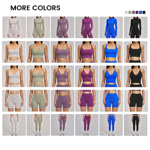 <span class=keywords><strong>Ensemble</strong></span> de vêtements de <span class=keywords><strong>sport</strong></span> sans couture avec logo personnalisé, soutien-gorge de yoga, leggings, veste de <span class=keywords><strong>sport</strong></span>, shorts de fitness pour femmes - Product Image 2