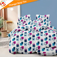 Parure de lit en polyester 100 % de haute qualité avec motif géométrique, draps douillets pour la maison, ensembles de draps, housse de couette à impression personnalisée, vente en gros