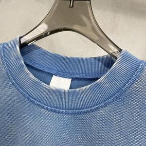 Camiseta de Manga Corta de Algodón Puro de 400G, Estilo Retro, Teñida con Cera y Lavada, Personalizable con Impresión, Talla Grande, Venta Caliente - Product Image 1