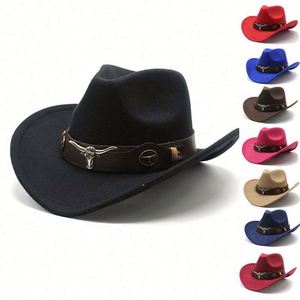 Sombrero de Vaquero de Fieltro Personalizado para Fiestas al Aire Libre, Sombrero de Vaquero Negro Estilo Texas con Banda Metálica, Venta al Por Mayor - Product Image 1