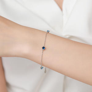 S925 Sterling Silver Round Cut Zircon Gemstone Chain <b>Bracelet</b> for Women's Everyday <b>Fashion</b> Jewelry Customizable copper version - Product Image 2