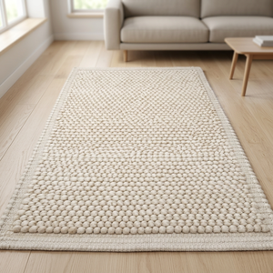 Tapis rectangulaire fait main en laine et acrylique HARI ENTERPRISES, poils moyens, antidérapant, motif horizontal moderne, pour salon - Product Image 2